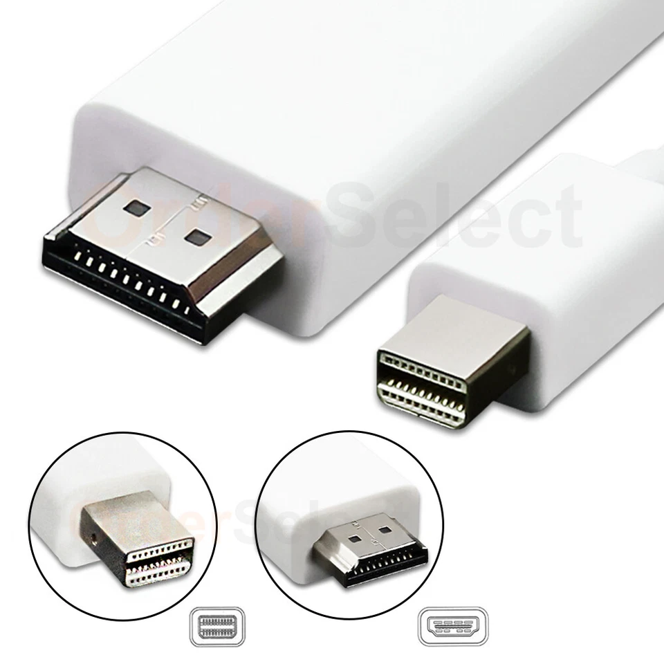 2X High Speed ThunderBolt Mini DisplayPort DP to HDMI Cable Adapter Male - Image 2 of 4