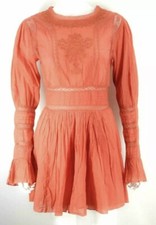 Free People NWT NEW Long Sleeve Cotton Mini Dress Coverup Sz 4 Spring Summer