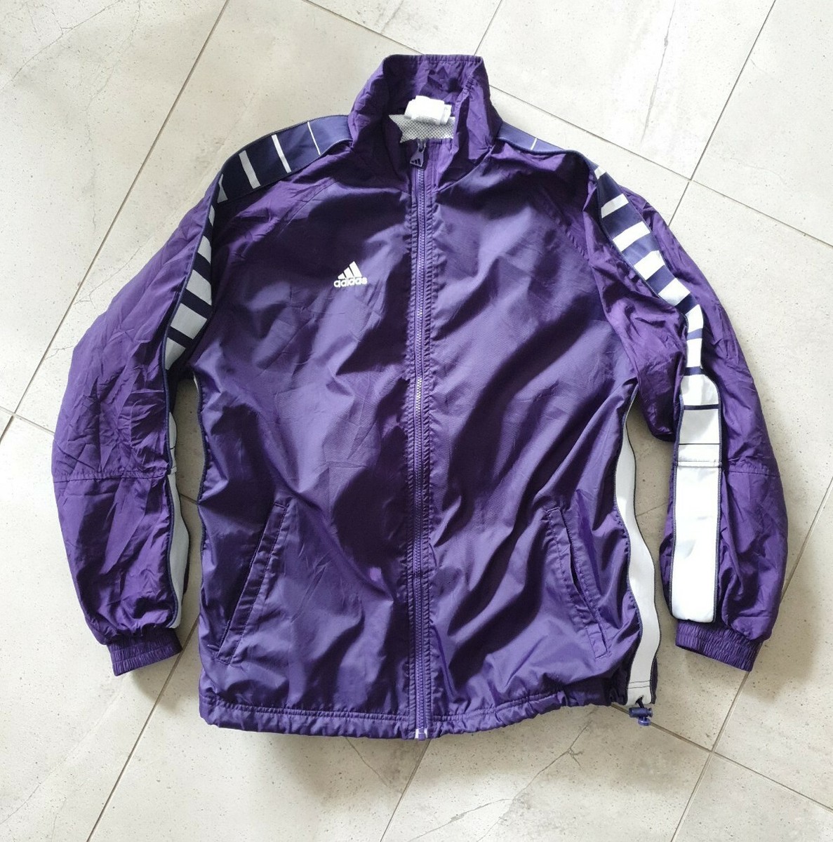 Vintage 90s Adidas nylon purple jacket S M track suit white Vintage 90s Adidas nylon purple jacket S M track suit white