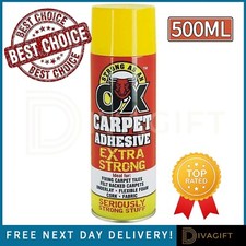 CARPET ADHESIVE SPRAY GLUE FOAM HEAVY DUTY CRAFT FABRIC 500ML EXTRA STRONG 