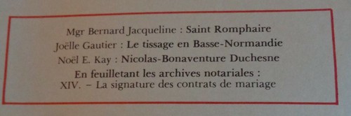 Revue de la Manche Fasc 100 St Romphaire Le tissage Contrats de mariage - Imagen 2 de 2