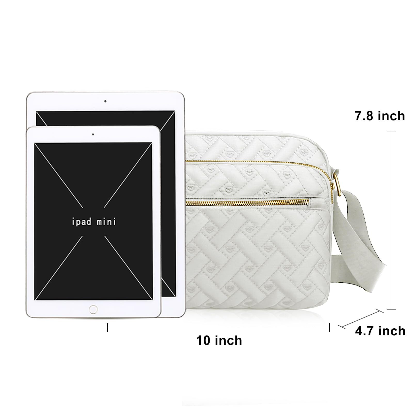 Medium Nylon Crossbody Bags for Women Trendy Crossbody Purses Travel Offwhite