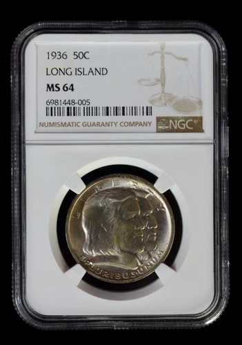 1936 Long Island Silver Half Dollar 50c Commemorative NGC MS64