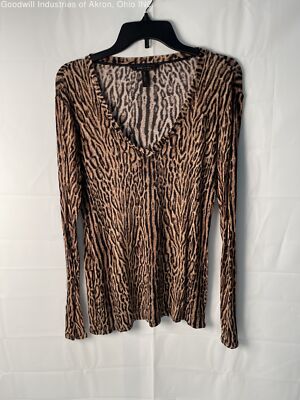 Gently Loved Certified Authentic BCBGMaxazria Animal Print Sheer Top, Sz. L
