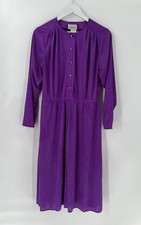Warell Vintage Dress Womens 12 Purple Maxi Long Sleeves Satin Button Chest USA