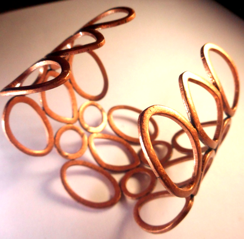 Vtg PD Copper 3 Strand Lg Open Link Necklace & Bracelet - Foto 7 di 8