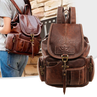 Vintage Backpack Genuine Leather Travel Rucksack Laptop Gym Bag for Men Women US