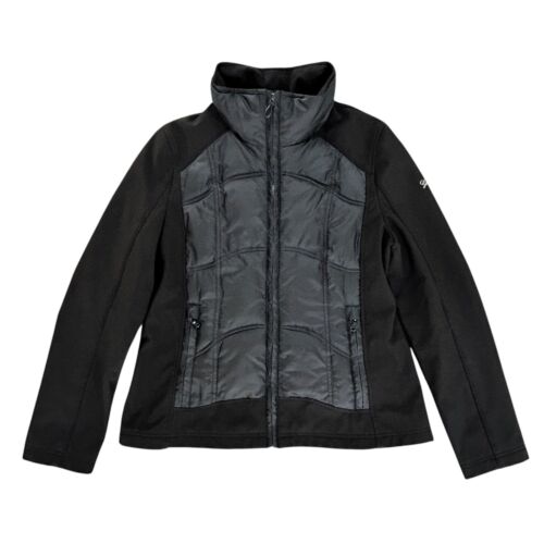 Guess Women's Black Puffer Jacket Size Large Winter Warm Pockets