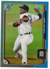 Jose Valdez 2015 Bowman Chrome Prospects Twitter Exclusive Blue Refractor /10