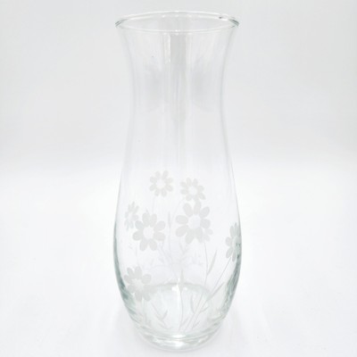 Vase-Pasabahce Hand Blown Flower Vase-Daisy Pattern-Glass Vase-Made In Turkey