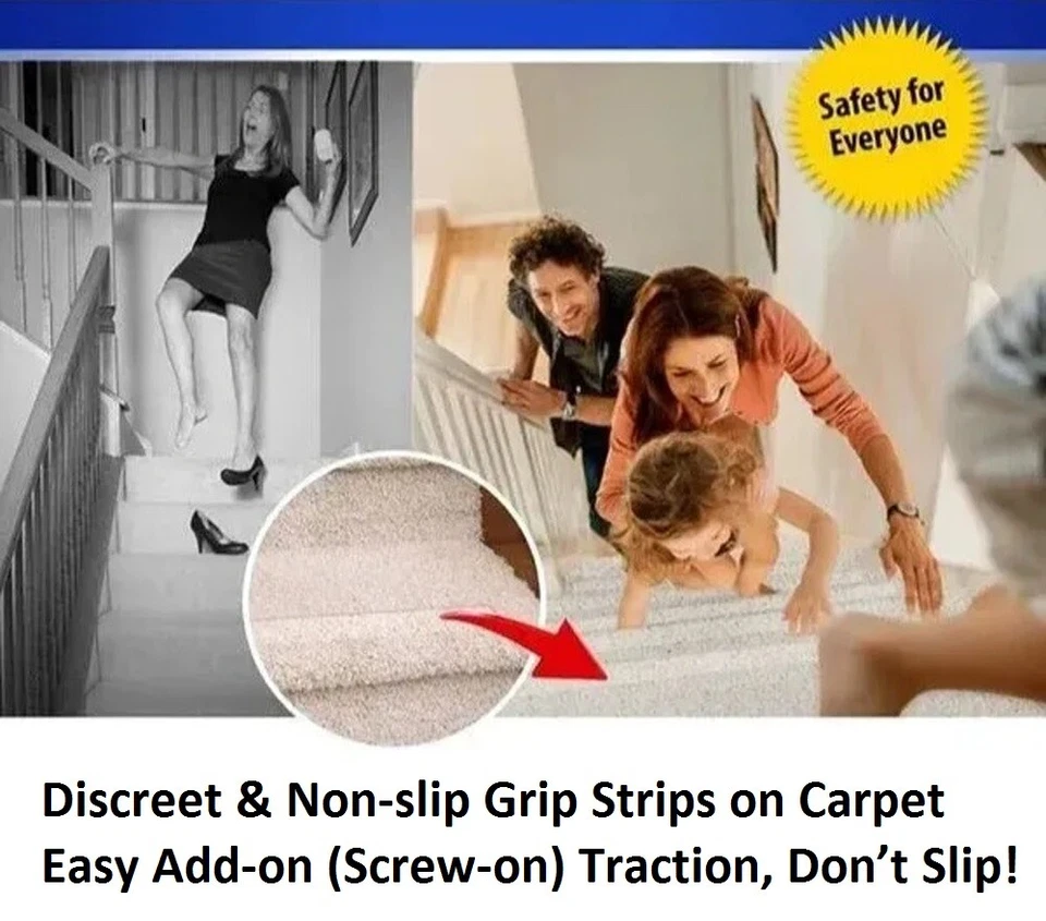 CarpetKrin, Non-slip Nosing for Carpeted Stairs 10x2 inches, x5 Anti-slip Strips - Image 4 of 4