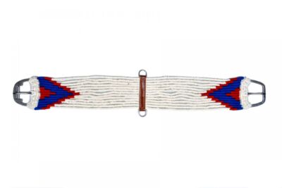 Showman White Mohair String Girth w/ Southwest Design