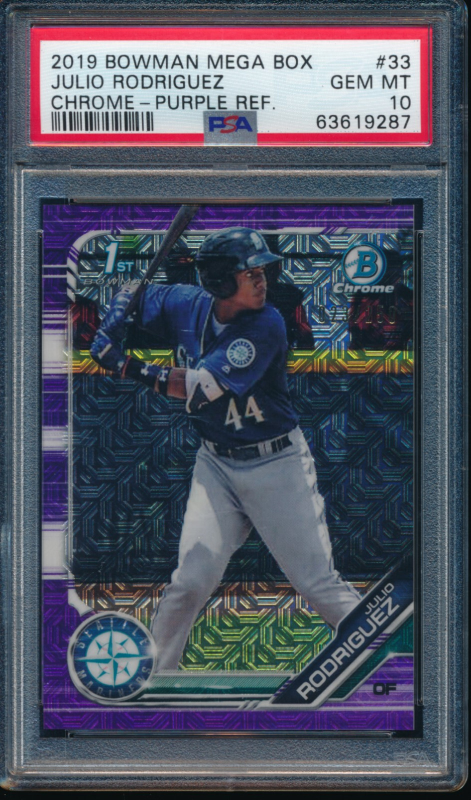PSA 10 JULIO RODRIGUEZ 2019 Bowman Chrome Mega Box PURPLE REFRACTOR/250 GEM MINT