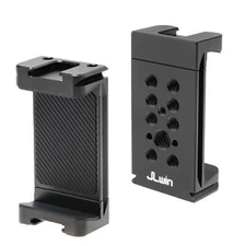 Metal Phone Clamp Tripod Mount Adapter w/2 Cold Shoe & Arca Port & 1/4"-20& 3/8"