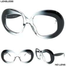 Oversized Exaggerated Retro Large Black Lensless Eye Glasses Frame Only NO Lens
