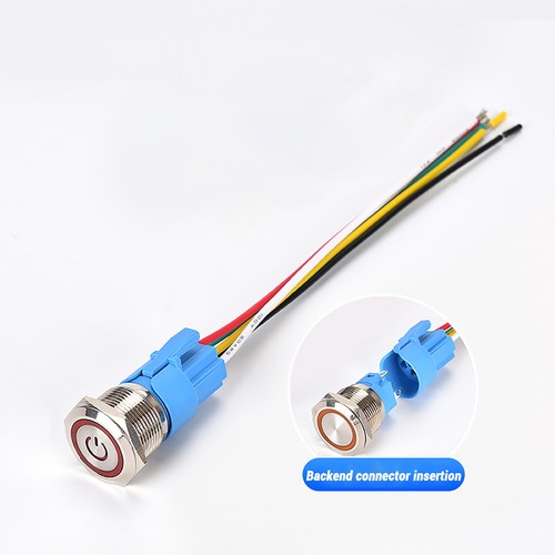 16mm Metal Druckschalter Tastend Rastend LED Beleuchtung Drucktaster Wasserdicht - Bild 4 von 7