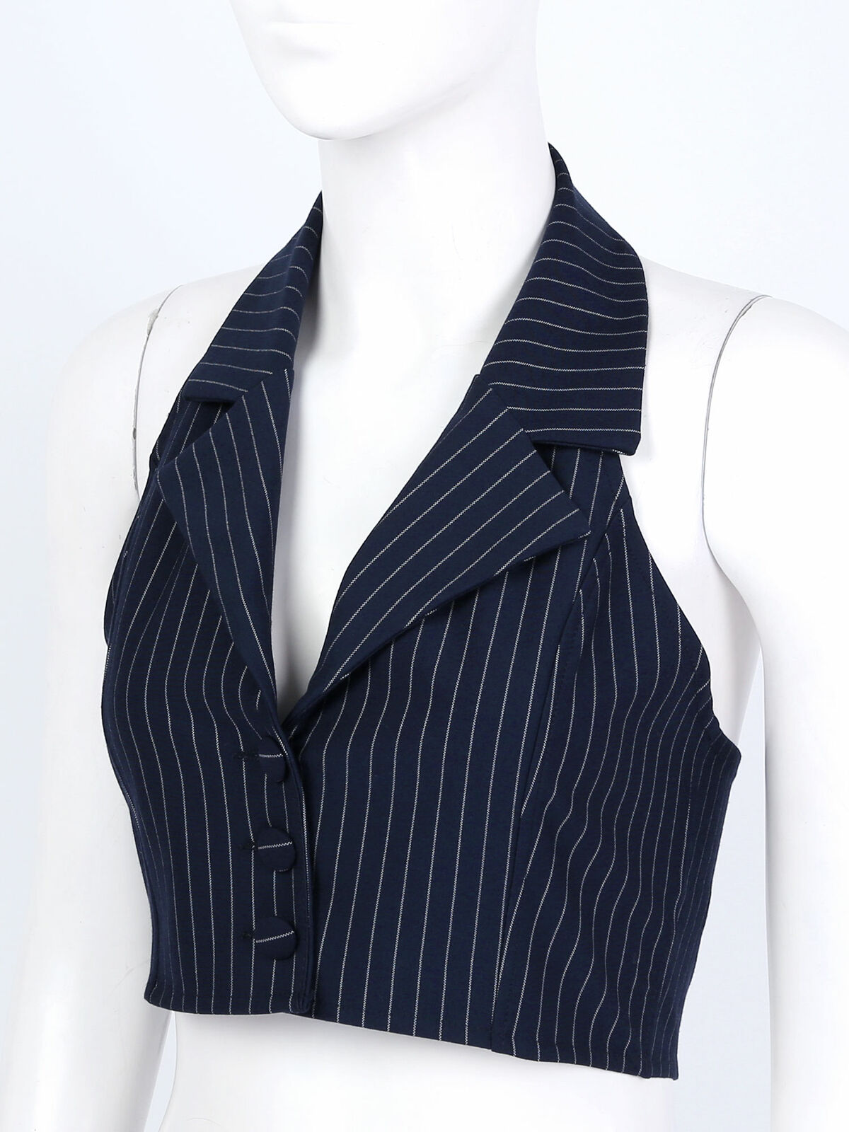 US Women Halter Neck Cropped Suit Vest Casual Work Tank Top Waistcoat Top  RY | eBay