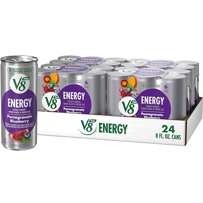 V8 Energy Pomegranate Blueberry Juice Drink Pack Of 24 Cans Fl