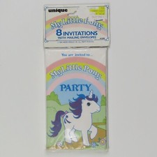 Vintage My Little Pony pack of 8 party invitations from 1984 MLP Glory Unicorn
