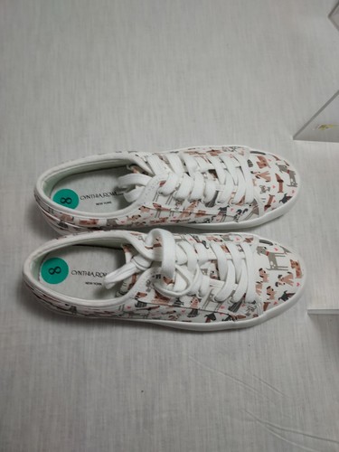 Cynthia Rowley Damen 8M Sneaker weiß Hunde & Herzen Schnürung Etikett - Bild 8 von 9
