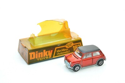 Dinky Toys 183 Morris Mini Minor - Rouge Métallisé Sur Socle - MINT - France