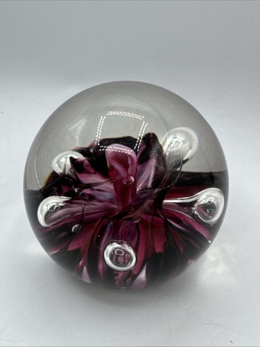 Selkirk Glass Scotland Firecracker 1998 Signed Glass Paperweight Pink Antique