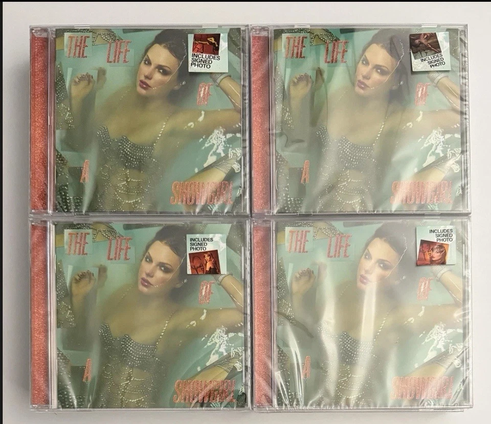 Taylor Swift The Life of a Showgirl CD + Hand Signed Photo Set of 4 New