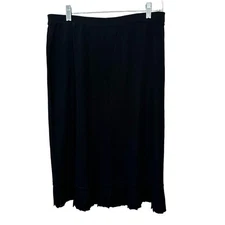 Ming Wang Black Knit Skirt Womens Large Pull On Elastic Waist Pleated Hem