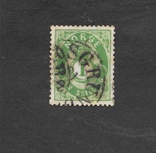 NORWAY 1872 1 SKILLING GREEN 'POSTHORN' DEFINITIVE SG33 VGU c£50