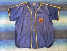 VTG 1950s Olympic Sports Co. Blue  Yellow Baseball Jersey 15 Fox Patch L/XL