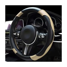 DXNQ Car Steering Wheel Cover, 15 Inch Carbon Fiber Leather Stitching Color
