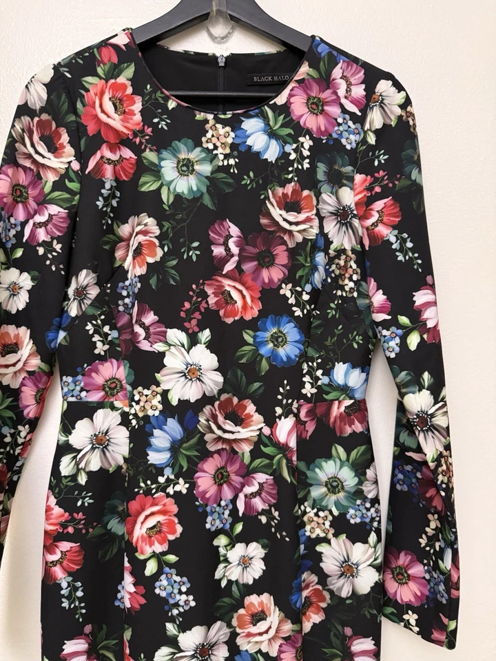 Black Halo Lively Mini Dress in Magic Night Floral Party Night Out Size 4 - Image 3 of 4