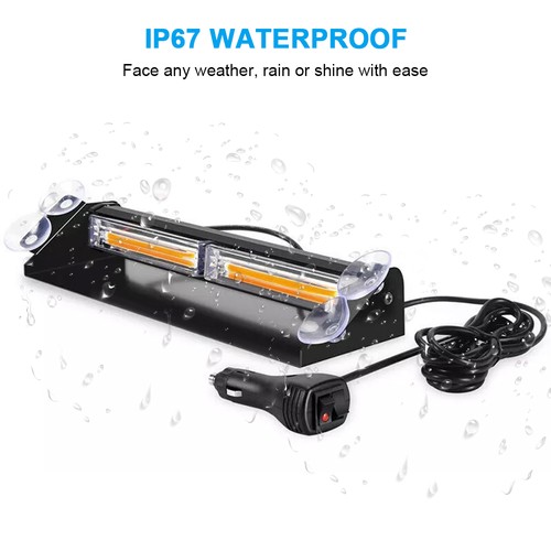 Amber Cob LED Emergency Warning Hazard Flash Strobe Beacon Dash Light Bar 12-24V - Picture 10 of 16