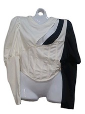 NWT SHEIN X Colorblock Cut Out Corset Top Puff Sleeve Medium