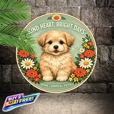 Golden Retriever Puppy Faithful Friend Metal Wall Art Sign 8x8 Round