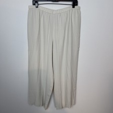 Eileen Fisher Pants Womens Bone Silk Crepe Straight Pull On NWT 238