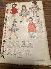 Simplicity vintage 14" Doll pattern 3728 Dress Jacket Skating Outfit PJs Used