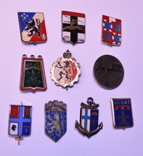 10 INSIGNES REGIMENTAIRES ORIGINALES FRANCAISES CORPS DIVISIONS GROUPEMENTS
