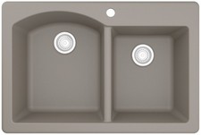 Karran USA QT-610 Quartz QT 33" Drop In Double Basin Quartz - Concrete