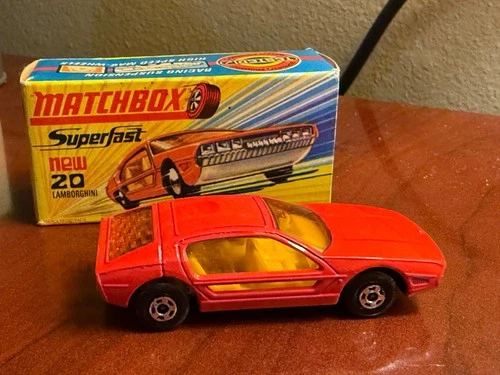 Matchbox Lesney Superfast 20 Lamborghini Marzal - Orange, SILVER BASE, Box