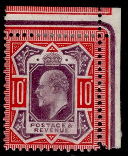 GB EDVII SG256 SPEC M43(5) 10d dull purple & scarlet (C) M MINT. Cat £140.
