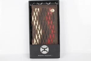 Hooey Men's Rodeo Leather Wallet Laser Cut Aztec Black Red Ivory Inlay