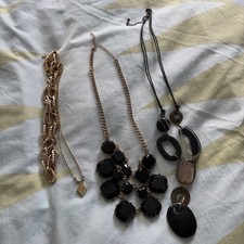 Black & Gold Statement Necklaces X 4. Laura Ashley. Costume jewellery 