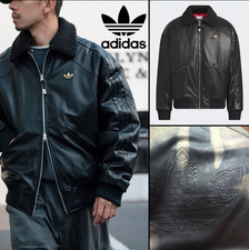 ADIDAS Originals SS2025 Faux Leather Jacket Balck Orange Inner JL8372