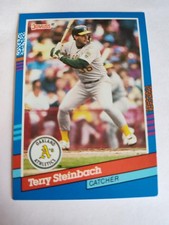 1991 DUNROSS BASEBALL CARD #329 TERRY STEINBACH Excellent Condition