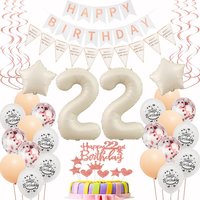 Luftballons 22 Geburtstag Frauen Beige RoséGold Deko 22. Geburtstag Frauen Torte