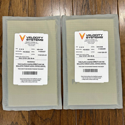 Velocity Systems VS-63A NIJ 0101.06 III-A 5x9 Chest Plate Inserts Gray Pair