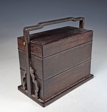 Antique Chinese Wood Stacking Box Set with Handle