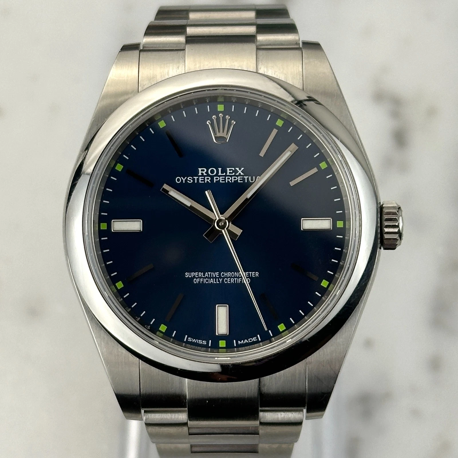 Men's Rolex 114300 Oyster Perpetual Blue Dial Stainless Steel 39mm Luxury Watch