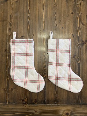 Two 15'' Christmas Holiday Farmhouse Country Stockings Threshold Target
